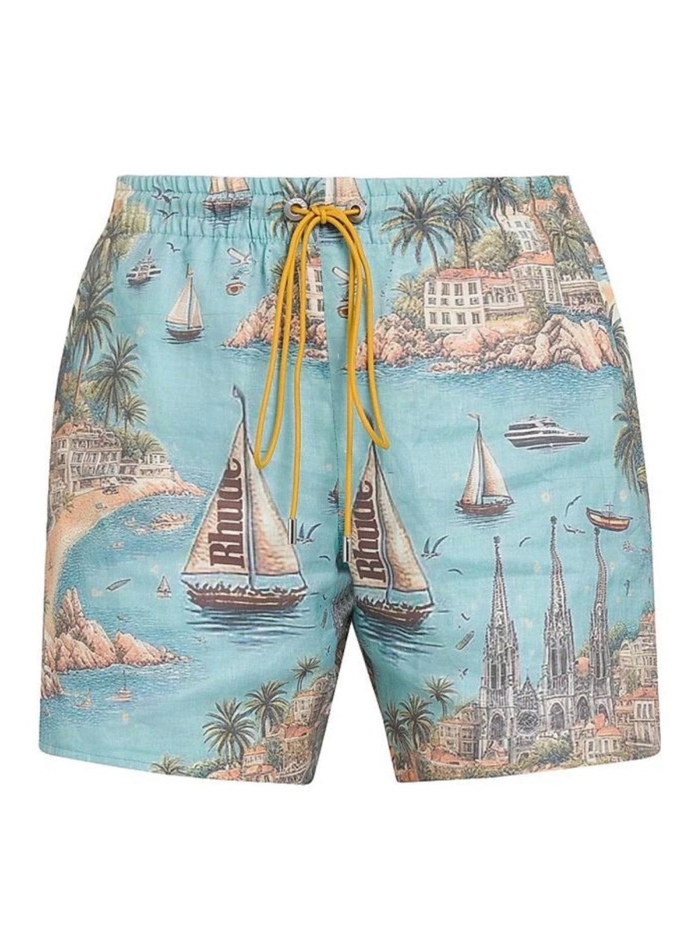Rhude Sailing Map Swim Shorts In Teal